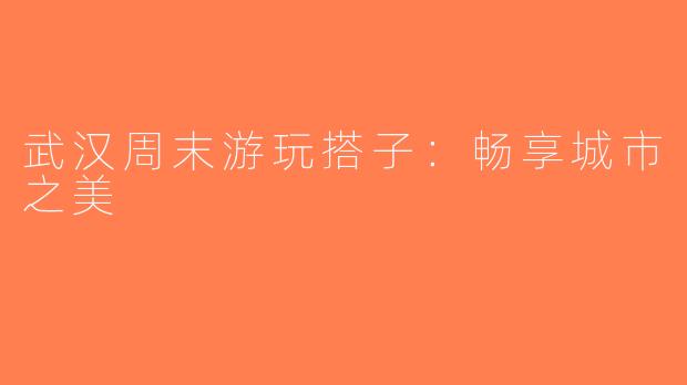 武汉周末游玩搭子：畅享城市之美