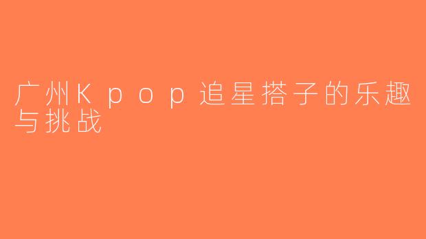 广州Kpop追星搭子的乐趣与挑战