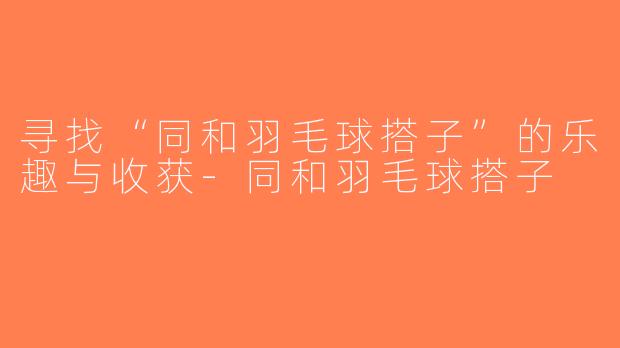 寻找“同和羽毛球搭子”的乐趣与收获-同和羽毛球搭子