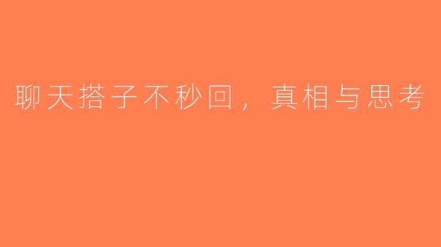 聊天搭子不秒回，真相与思考