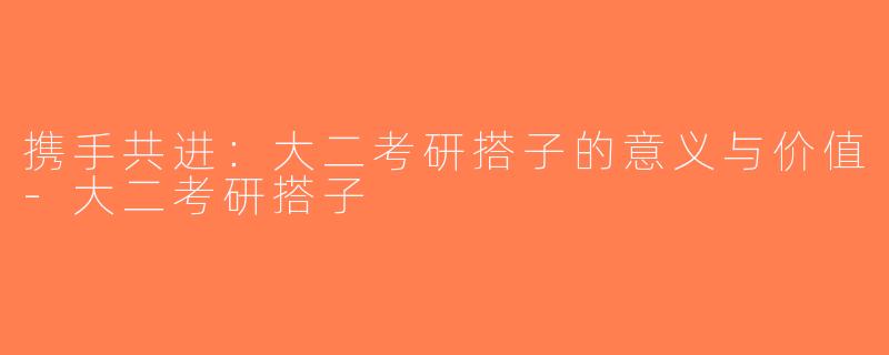 携手共进：大二考研搭子的意义与价值-大二考研搭子