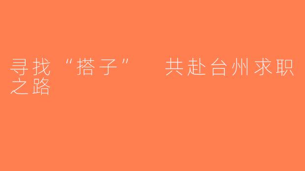 寻找“搭子” 共赴台州求职之路