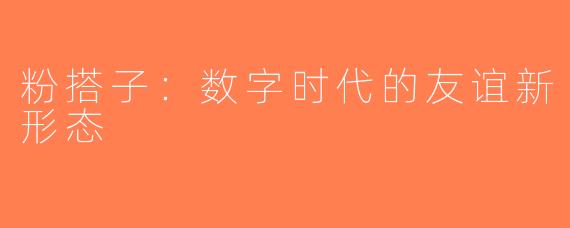 粉搭子：数字时代的友谊新形态