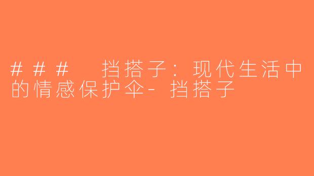 ### 挡搭子：现代生活中的情感保护伞-挡搭子
