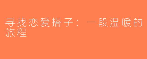 寻找恋爱搭子：一段温暖的旅程
