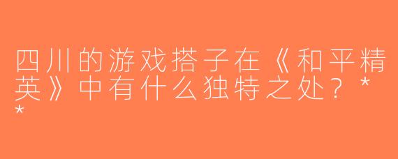 四川的游戏搭子在《和平精英》中有什么独特之处？**