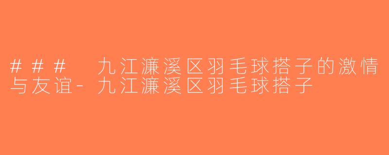 ### 九江濂溪区羽毛球搭子的激情与友谊-九江濂溪区羽毛球搭子