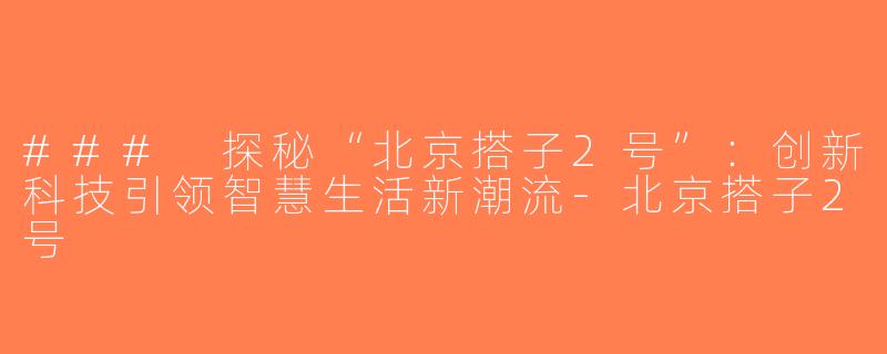 ### 探秘“北京搭子2号”：创新科技引领智慧生活新潮流-北京搭子2号