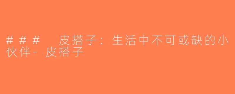 ### 皮搭子：生活中不可或缺的小伙伴-皮搭子
