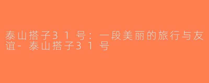 泰山搭子31号：一段美丽的旅行与友谊-泰山搭子31号