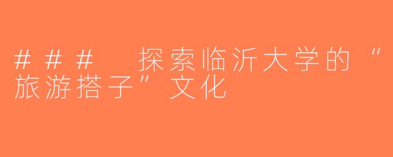 ### 探索临沂大学的“旅游搭子”文化