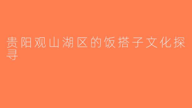贵阳观山湖区的饭搭子文化探寻