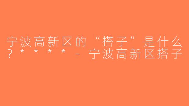宁波高新区的“搭子”是什么？****-宁波高新区搭子