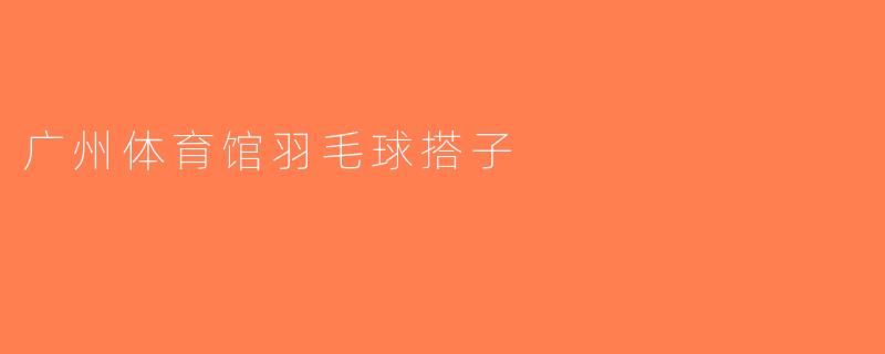 广州体育馆羽毛球搭子