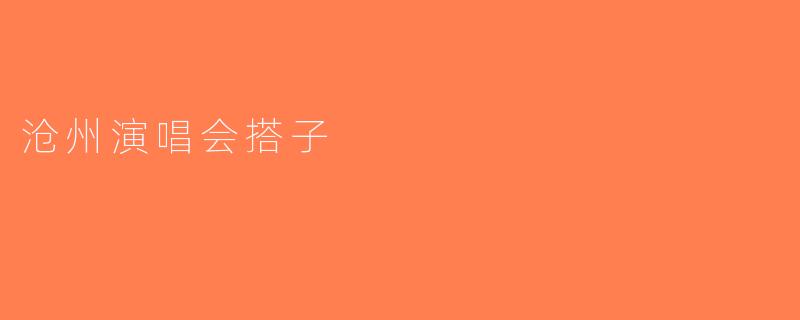 沧州演唱会搭子