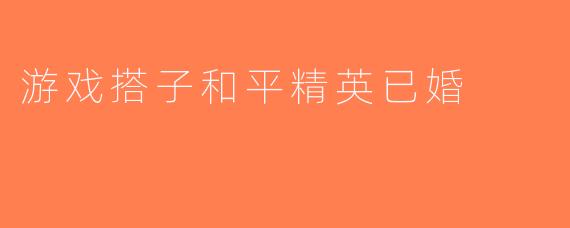 游戏搭子和平精英已婚
