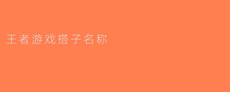 王者游戏搭子名称