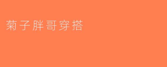 菊子胖哥穿搭