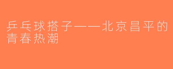 乒乓球搭子——北京昌平的青春热潮