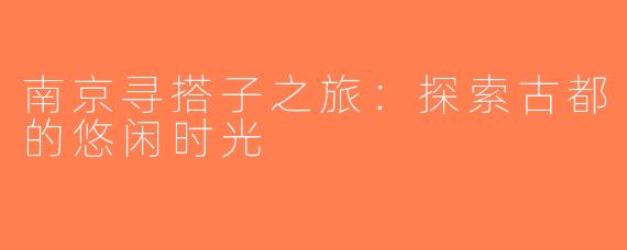 南京寻搭子之旅：探索古都的悠闲时光