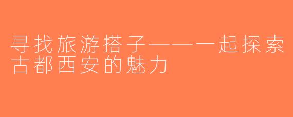 寻找旅游搭子——一起探索古都西安的魅力