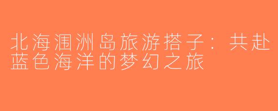 北海涠洲岛旅游搭子：共赴蓝色海洋的梦幻之旅