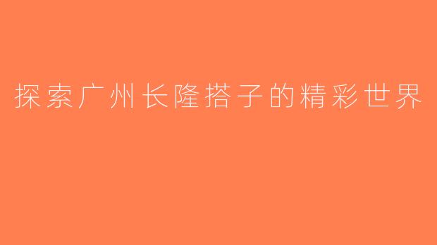 探索广州长隆搭子的精彩世界