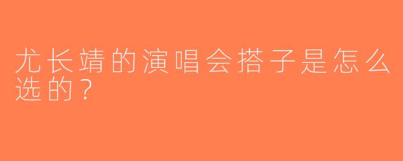尤长靖的演唱会搭子是怎么选的？