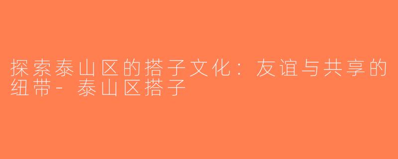 探索泰山区的搭子文化：友谊与共享的纽带-泰山区搭子