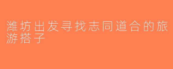 潍坊出发寻找志同道合的旅游搭子