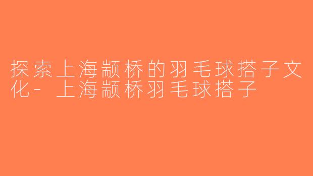 探索上海颛桥的羽毛球搭子文化-上海颛桥羽毛球搭子