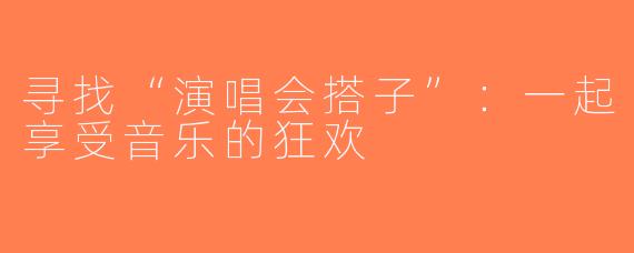 寻找“演唱会搭子”：一起享受音乐的狂欢