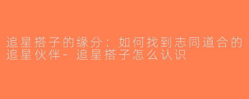追星搭子的缘分：如何找到志同道合的追星伙伴-追星搭子怎么认识