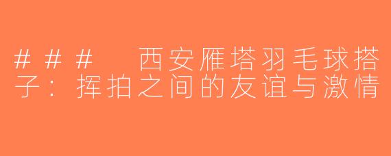 ### 西安雁塔羽毛球搭子：挥拍之间的友谊与激情