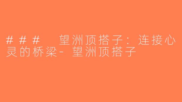 ### 望洲顶搭子：连接心灵的桥梁-望洲顶搭子