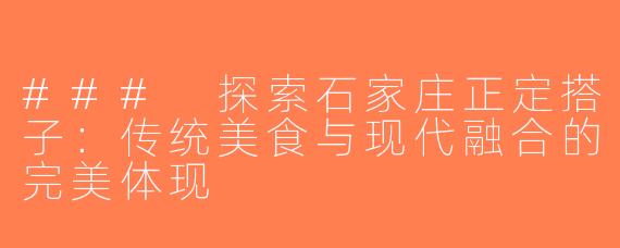 ### 探索石家庄正定搭子：传统美食与现代融合的完美体现