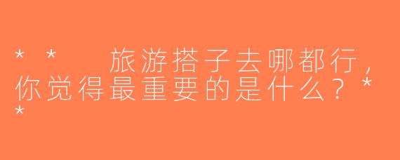 ** 旅游搭子去哪都行，你觉得最重要的是什么？**