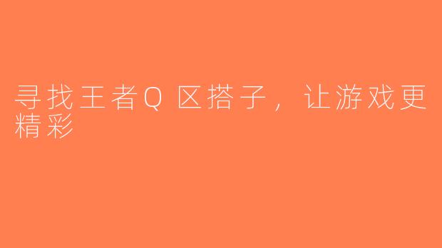 寻找王者Q区搭子，让游戏更精彩
