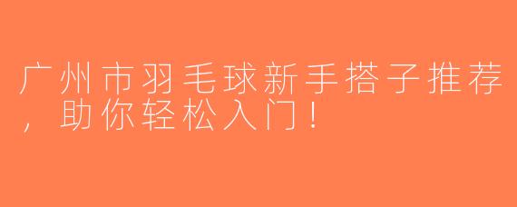 广州市羽毛球新手搭子推荐，助你轻松入门！