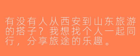 有没有人从西安到山东旅游的搭子？我想找个人一起同行，分享旅途的乐趣。