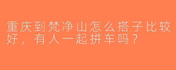 重庆到梵净山怎么搭子比较好，有人一起拼车吗？