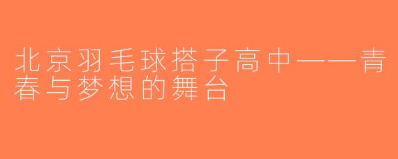 北京羽毛球搭子高中——青春与梦想的舞台