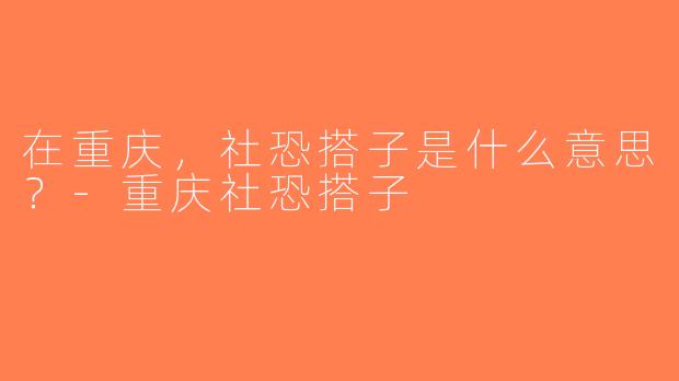 在重庆，社恐搭子是什么意思？-重庆社恐搭子