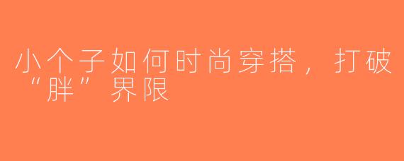 小个子如何时尚穿搭，打破“胖”界限