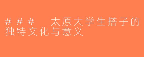 ### 太原大学生搭子的独特文化与意义