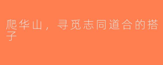 爬华山，寻觅志同道合的搭子