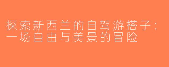 探索新西兰的自驾游搭子：一场自由与美景的冒险