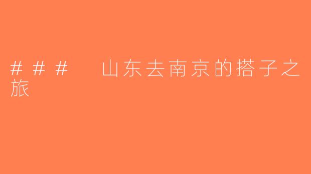 ### 山东去南京的搭子之旅