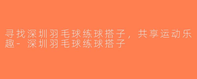 寻找深圳羽毛球练球搭子，共享运动乐趣-深圳羽毛球练球搭子
