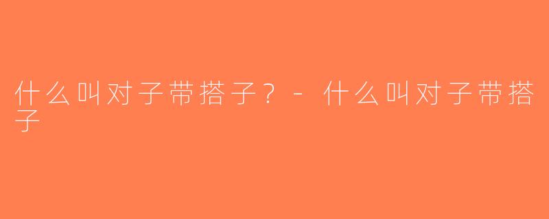 什么叫对子带搭子？-什么叫对子带搭子